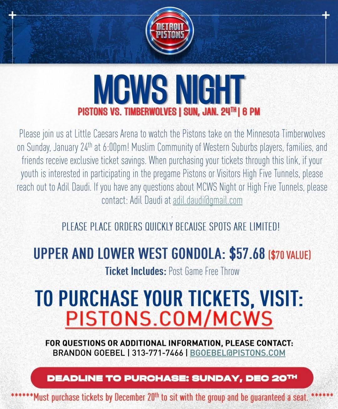 MCWS Night: Pistons vs. Timberwolves